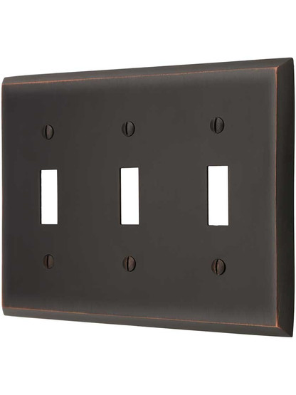 Traditional Triple Toggle Switch Cover Plate In Forged Brass